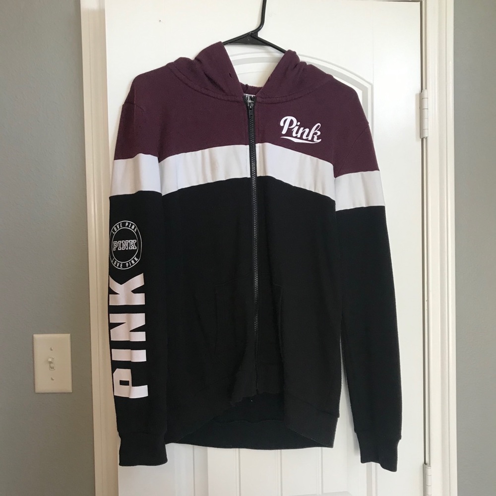 VS PINK Maroon Zip-Up Hoodie